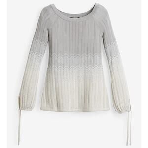 WHBM Ombre Knit Sweater in Heather Grey, White and Metalic Silver Size Small